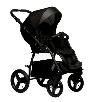 Коляска 2 в 1 Индиго COMFORT 2в1, Co 02 (черный + черная кожа), колёса резиновые надувные Коляска 2 в 1 Индиго COMFORT 2в1, Co 02 (черный + черная кожа), колёса резиновые надувные