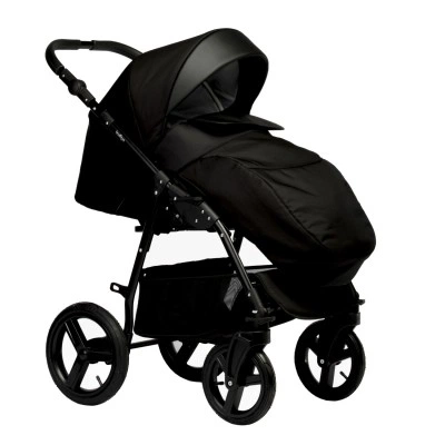 Коляска 2 в 1 Индиго COMFORT 2в1, Co 02 (черный + черная кожа), колёса резиновые надувные Коляска 2 в 1 Индиго COMFORT 2в1, Co 02 (черный + черная кожа), колёса резиновые надувные