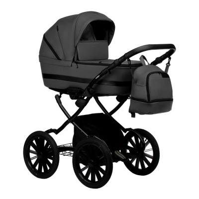 Коляска 2 в 1 Индиго AVEO ECO Plus 14, Ae 06 (т. серая кожа), возраст с рождения до 3-х лет
