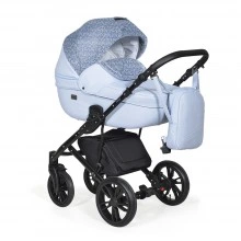 Коляска MIO 2в1 (Indigo) Mi 05 (св. голубая кожа + голубой узор)