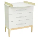 Комод МДФ 800/3 Scandi шариковые направляющие, деревянные ножки, 3 ящика (Indigo) (белый арт.700481)