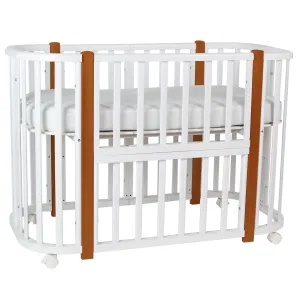 *Кровать детская Indigo Baby Lux 3 в 1 (кровать, манеж, диван) массив березы, МДФ (белый-натуральные стойки) *Кровать детская Indigo Baby Lux 3 в 1 (кровать, манеж, диван) массив березы, МДФ (белый-натуральные стойки)