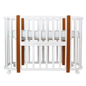 *Кровать детская Indigo Baby Lux 3 в 1 (кровать, манеж, диван) массив березы, МДФ (белый-натуральные стойки) *Кровать детская Indigo Baby Lux 3 в 1 (кровать, манеж, диван) массив березы, МДФ (белый-натуральные стойки)
