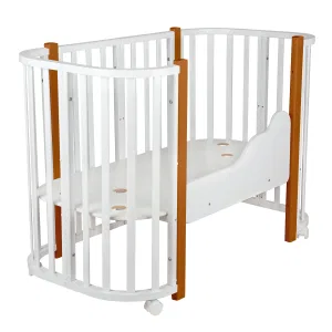 *Кровать детская Indigo Baby Lux 3 в 1 (кровать, манеж, диван) массив березы, МДФ (белый-натуральные стойки) *Кровать детская Indigo Baby Lux 3 в 1 (кровать, манеж, диван) массив березы, МДФ (белый-натуральные стойки)