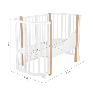 *Кровать детская Indigo Baby Lux 3 в 1 (кровать, манеж, диван) массив березы, МДФ (белый-натуральные стойки) *Кровать детская Indigo Baby Lux 3 в 1 (кровать, манеж, диван) массив березы, МДФ (белый-натуральные стойки)