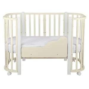 *Кровать детская Indigo Baby Lux 3 в 1 (кровать, манеж, диван) массив березы, МДФ (слоновая кость-белые стойки) *Кровать детская Indigo Baby Lux 3 в 1 (кровать, манеж, диван) массив березы, МДФ (слоновая кость-белые стойки)