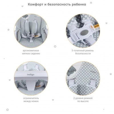 Стул для кормления BLOOM, В003S, от 5 мес до 3 лет. (Indigo) (серый) Стул для кормления BLOOM, В003S, от 5 мес до 3 лет. (Indigo) (серый)